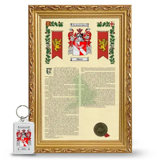Chasar Framed Armorial History and Keychain - Gold
