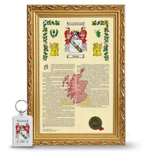 Chayny Framed Armorial History and Keychain - Gold