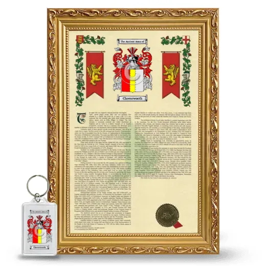Cheeseworth Framed Armorial History and Keychain - Gold