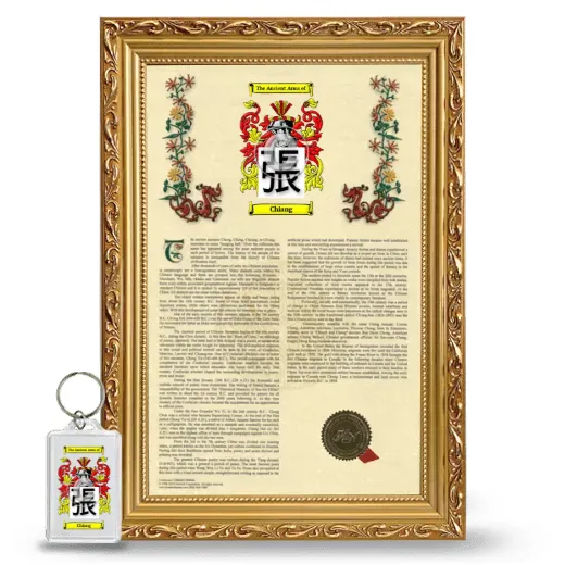 Chiang Framed Armorial History and Keychain - Gold