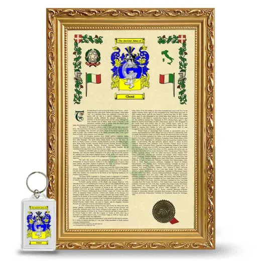 Choni Framed Armorial History and Keychain - Gold