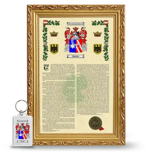 Chrysler Framed Armorial History and Keychain - Gold
