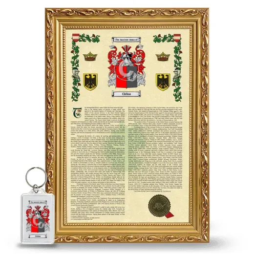 Cirina Framed Armorial History and Keychain - Gold