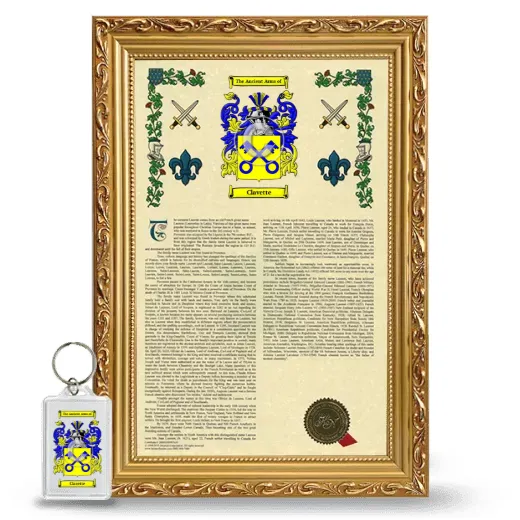 Clavette Framed Armorial History and Keychain - Gold