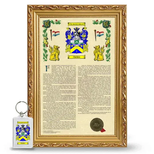 Claviers Framed Armorial History and Keychain - Gold