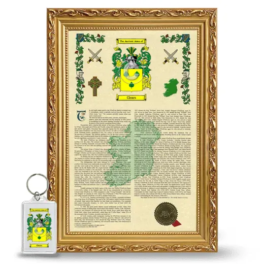 Clears Framed Armorial History and Keychain - Gold