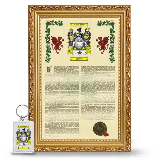 Cleeves Framed Armorial History and Keychain - Gold