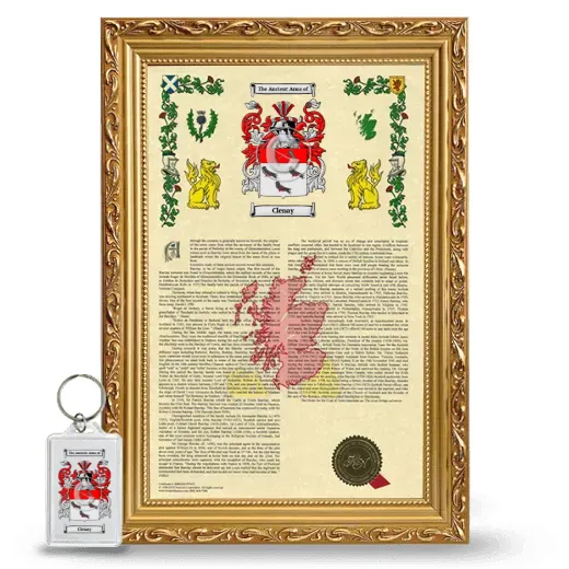 Clenay Framed Armorial History and Keychain - Gold