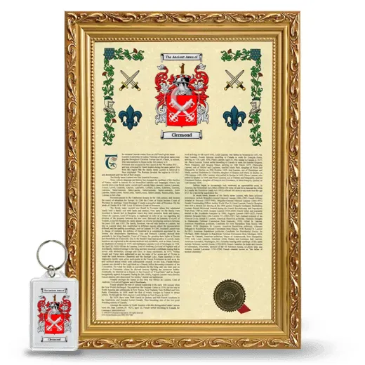 Clermond Framed Armorial History and Keychain - Gold
