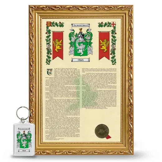 Clinch Framed Armorial History and Keychain - Gold