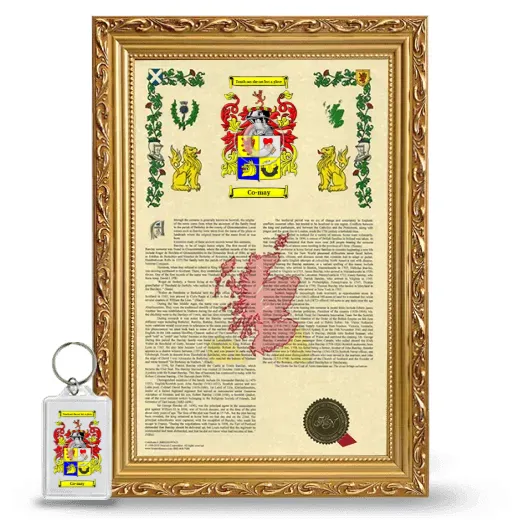 Co-may Framed Armorial History and Keychain - Gold