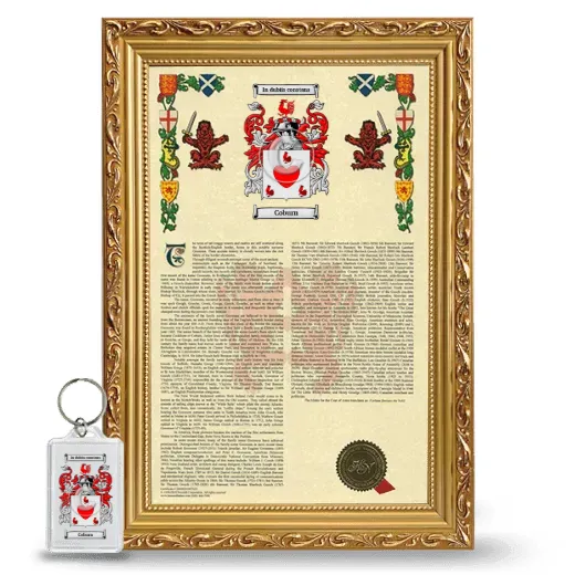 Coburn Framed Armorial History and Keychain - Gold