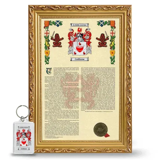 Cockborne Framed Armorial History and Keychain - Gold