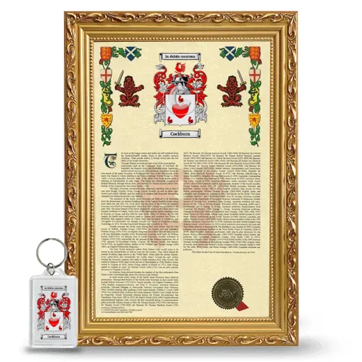Cockburn Framed Armorial History and Keychain - Gold