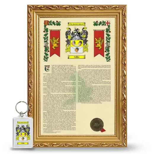 Collas Framed Armorial History and Keychain - Gold