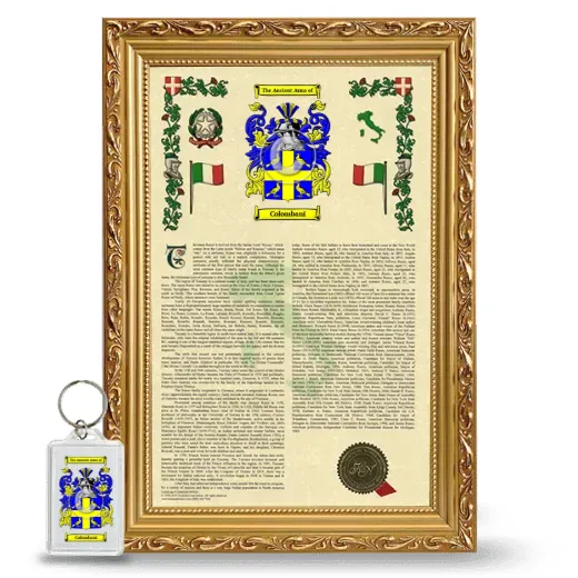 Colombani Framed Armorial History and Keychain - Gold