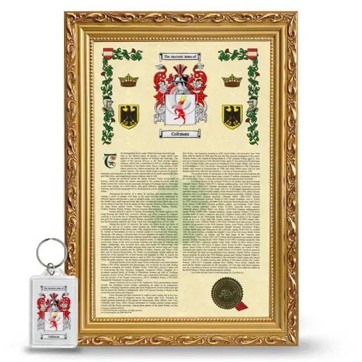 Coltman Framed Armorial History and Keychain - Gold
