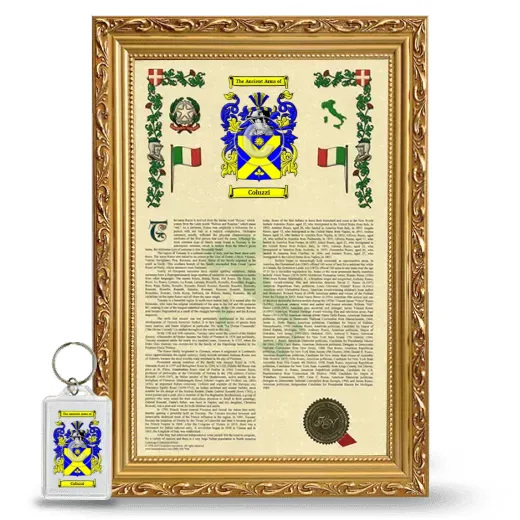 Coluzzi Framed Armorial History and Keychain - Gold