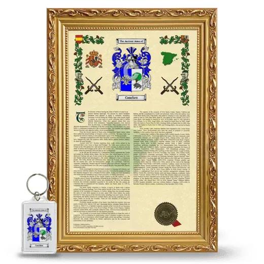 Conchez Framed Armorial History and Keychain - Gold