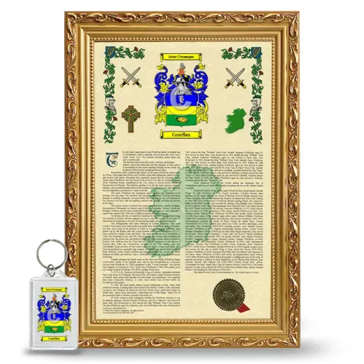 Conellan Framed Armorial History and Keychain - Gold