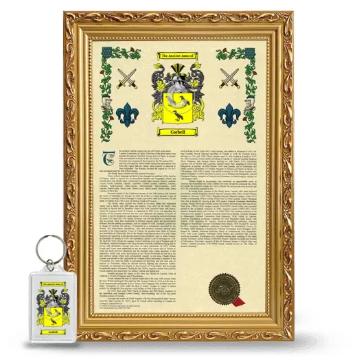 Corbell Framed Armorial History and Keychain - Gold