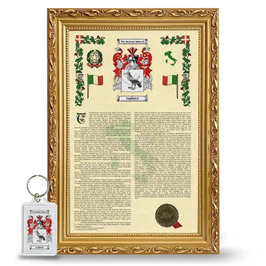 Corbetti Framed Armorial History and Keychain - Gold