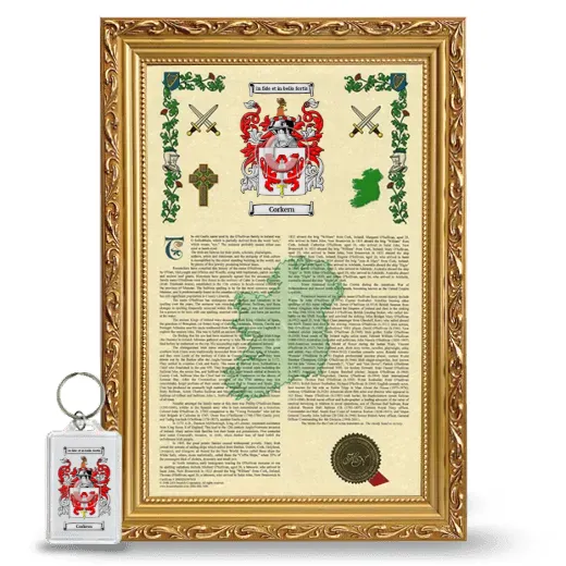 Corkern Framed Armorial History and Keychain - Gold