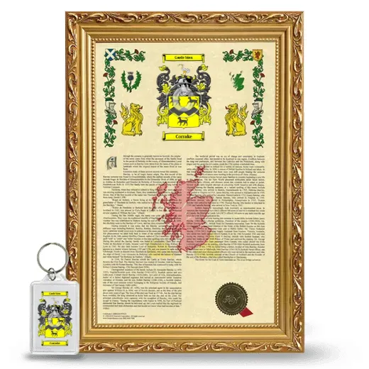 Corrake Framed Armorial History and Keychain - Gold