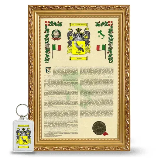 Corvos Framed Armorial History and Keychain - Gold