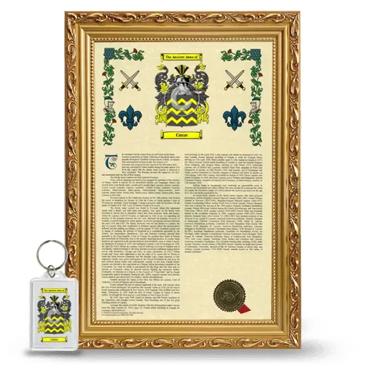Cosse Framed Armorial History and Keychain - Gold