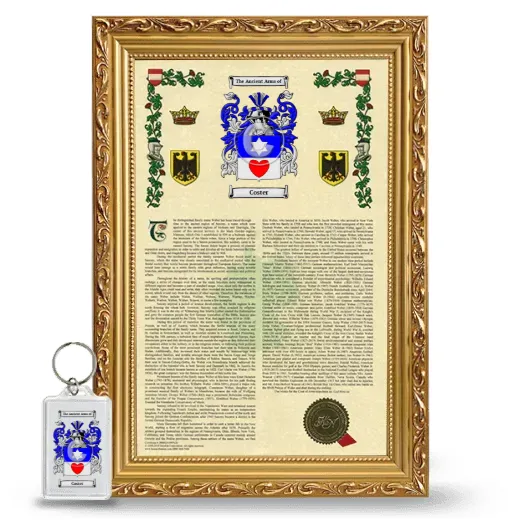 Coster Framed Armorial History and Keychain - Gold