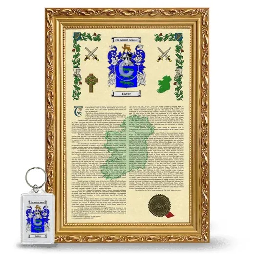 Cotter Framed Armorial History and Keychain - Gold
