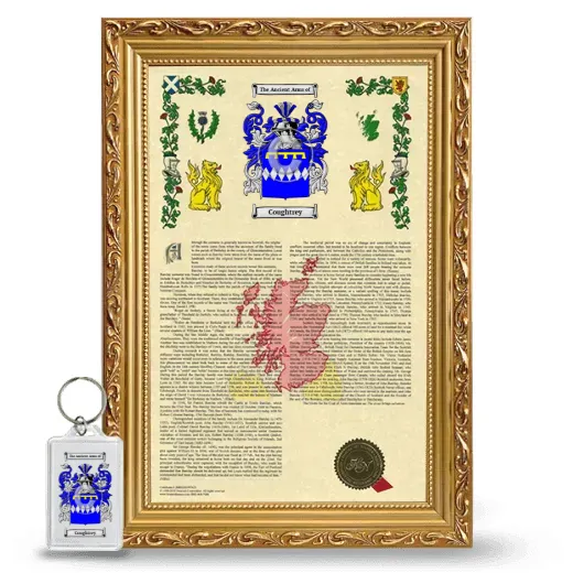 Coughtrey Framed Armorial History and Keychain - Gold