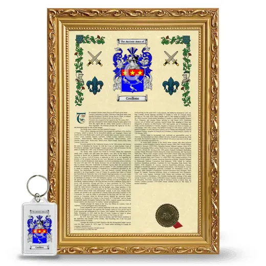 Coullons Framed Armorial History and Keychain - Gold