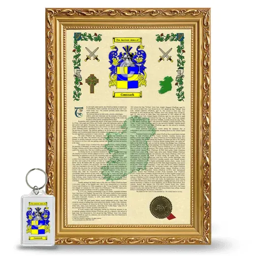 Coussack Framed Armorial History and Keychain - Gold