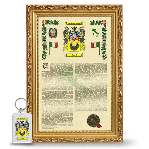 Covell Framed Armorial History and Keychain - Gold