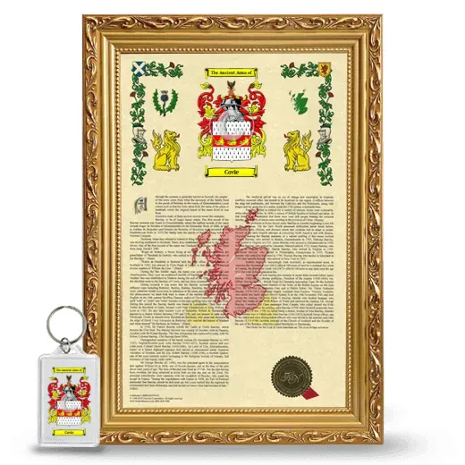 Covie Framed Armorial History and Keychain - Gold