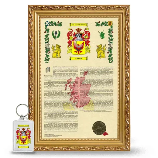 Cowish Framed Armorial History and Keychain - Gold