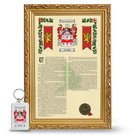 Craevant Framed Armorial History and Keychain - Gold