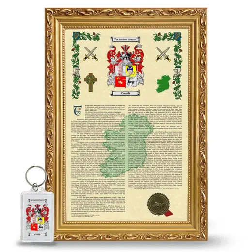 Creeth Framed Armorial History and Keychain - Gold