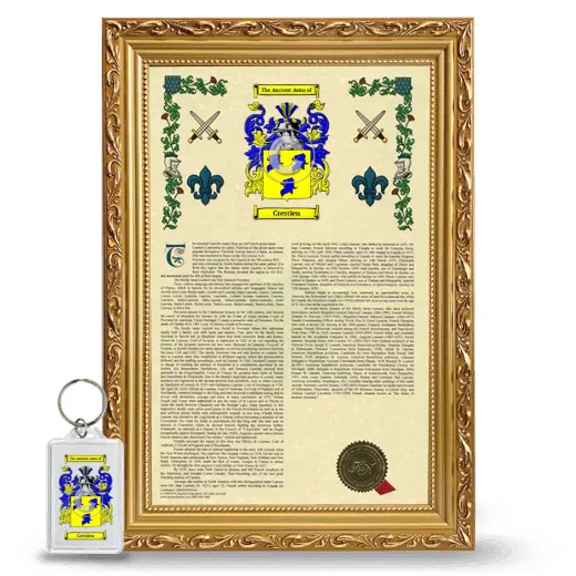 Crestien Framed Armorial History and Keychain - Gold