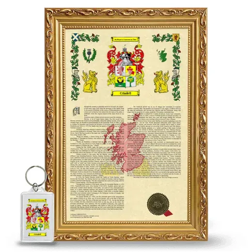 Crindell Framed Armorial History and Keychain - Gold