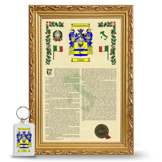 Crispini Framed Armorial History and Keychain - Gold