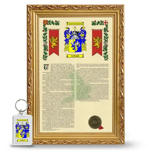 Croftomb Framed Armorial History and Keychain - Gold