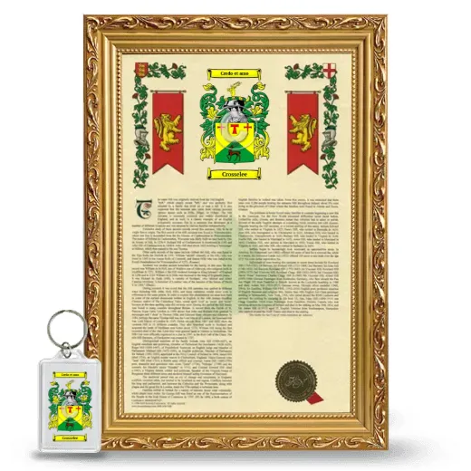 Crosselee Framed Armorial History and Keychain - Gold