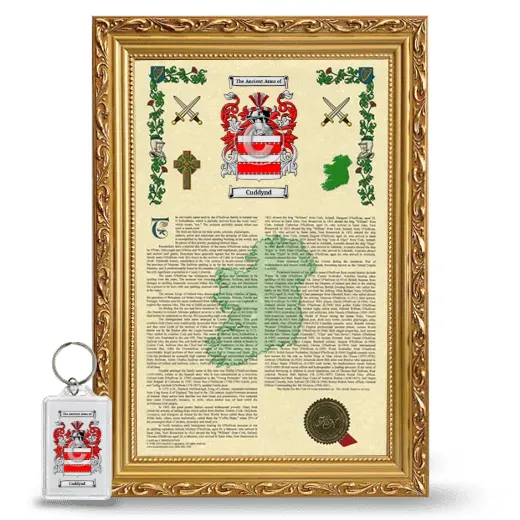 Cuddynd Framed Armorial History and Keychain - Gold