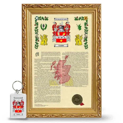Curnow Framed Armorial History and Keychain - Gold