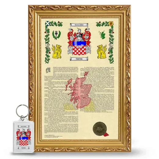 Curven Framed Armorial History and Keychain - Gold