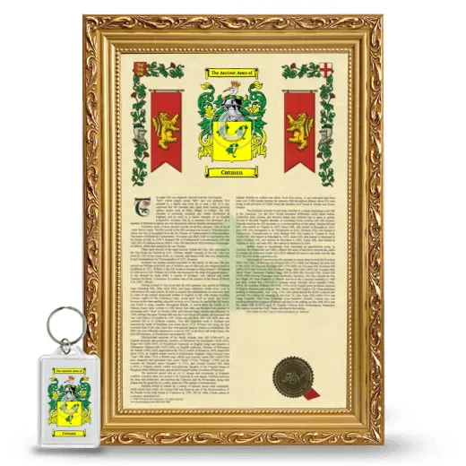 Cutman Framed Armorial History and Keychain - Gold