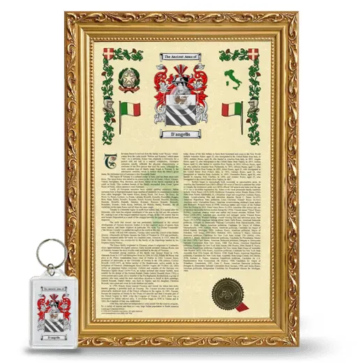 D'angelis Framed Armorial History and Keychain - Gold